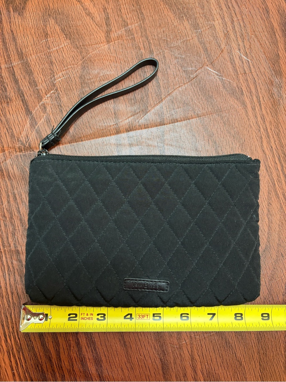 Vera Bradley Black Quilted Classic Zip Wristlet Pouch - Good Condition